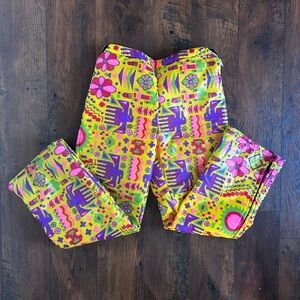 RARE! 1960S-70S NEON PSYCHEDELIC PRINT NYLON DOWN SKI pants